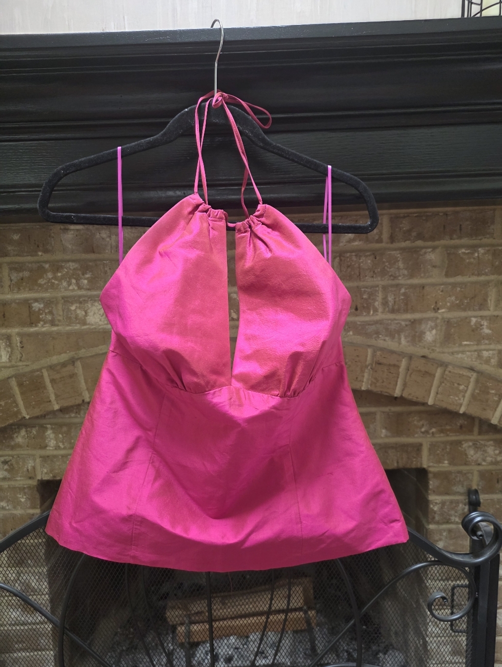 Trina Turk 100% Silk Fuchsia Halter Top